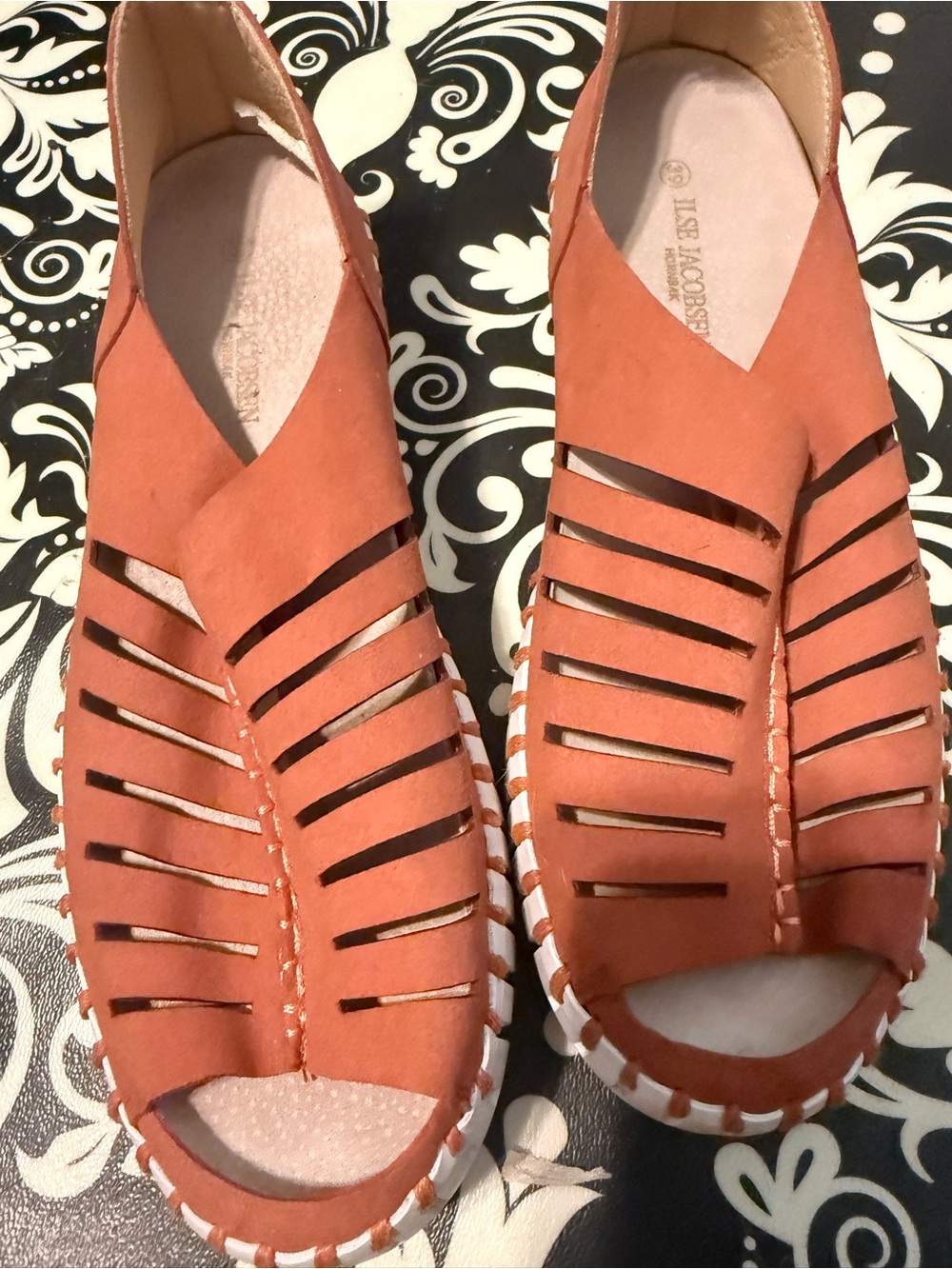 Ilse Jacobsen Orange Cutout Peep-Toe Sandals